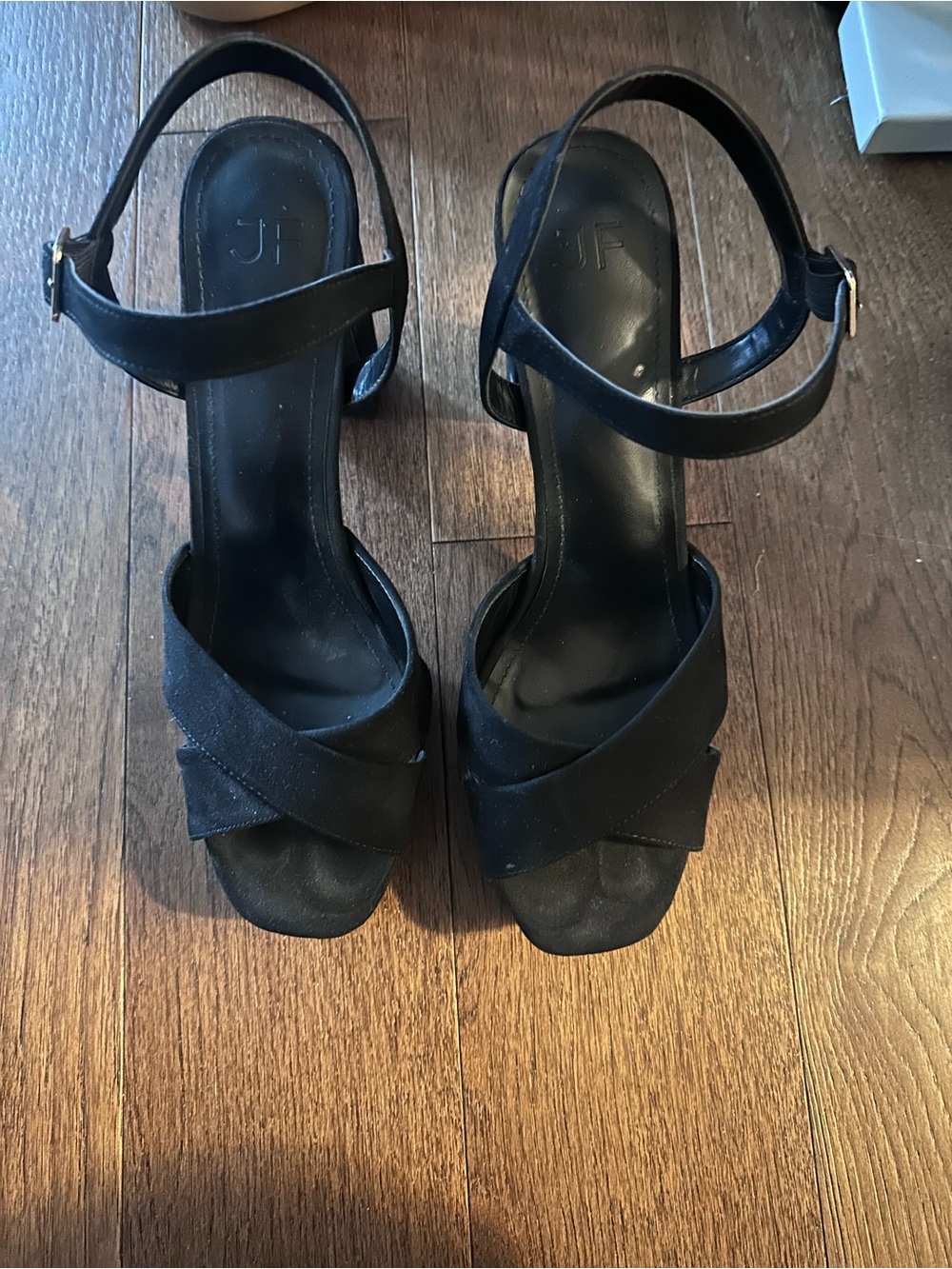 JustFab Black Crisscross Ankle-Strap Heels